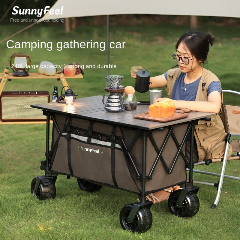 Chariot de camping pliable portable, chariot de plage portable, chariot de camping pliable, utilitaire de parc de jardin extérieur, chariot pour enfants