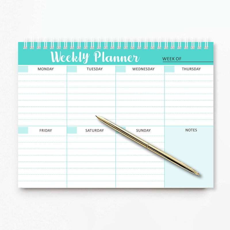 Planeamento Semanal Notepad, 52 Folhas, Wide To Planner com Notas, Horários Diários, Top Membership, Melhorar Seus Objetivos, Tarefas
