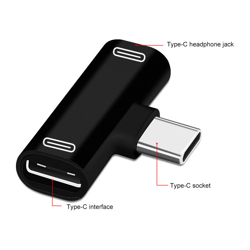USB C에서 C타입 어댑터 충전 케이블 이어폰 컨버터 또는 샤오미 8 미 6 고속 더블 C타입 어댑터 커넥터, 3 인 1