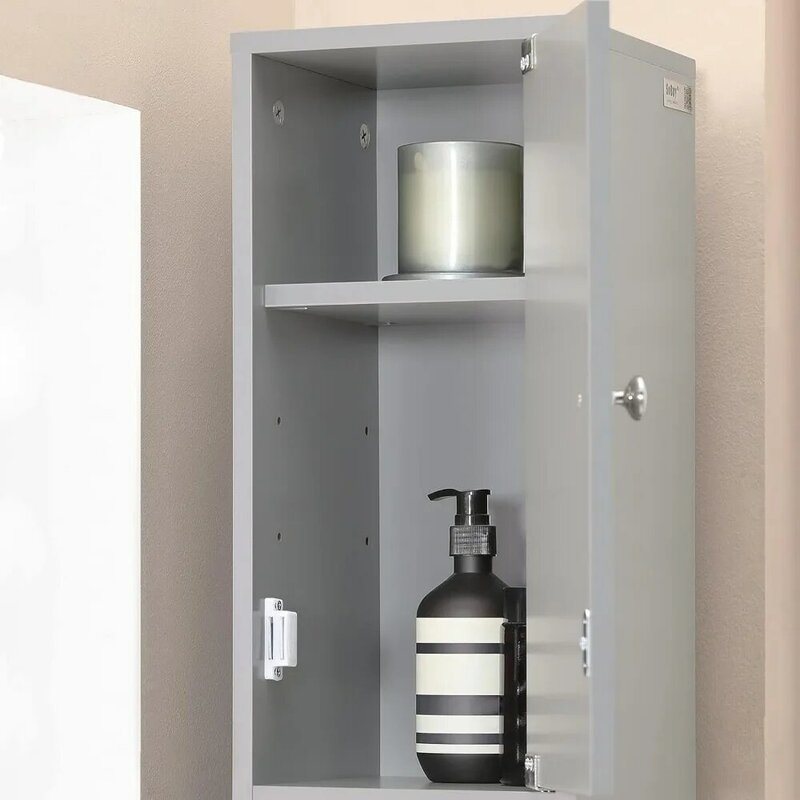 Natürlicher Badezimmers chrank mit 1 Schublade, 2 Türen und verstellbaren Regalen, Badezimmer regal, 7,87x7,87x70,87 Badezimmer hoch