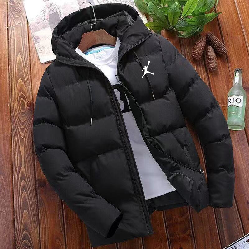 Jaket musim dingin empuk pria, mantel hangat jaket bantalan pendek tipis ringan ukuran besar dan tipis 2024