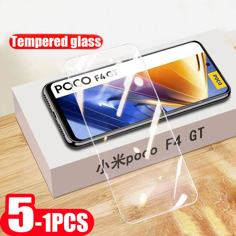 Protector de pantalla de vidrio templado para móvil, película transparente para Xiaomi Poco M3 M4 M5 pro M5 s 9H M2 X2 F4 F3 F2 X3 X4 GT NFC C40 C31, 5-1 Uds.