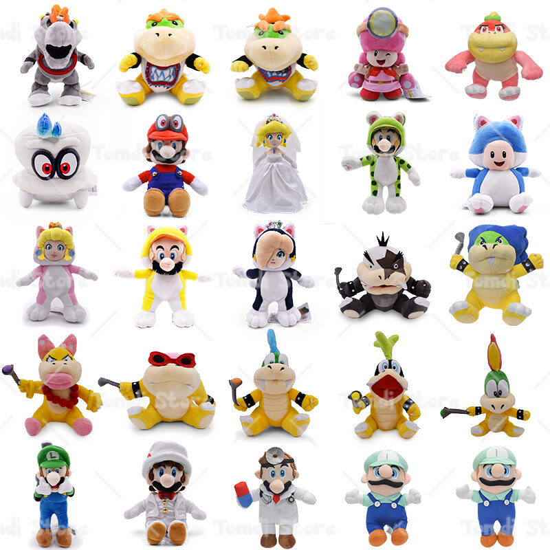 Acg Mario pelúcia princesa Toy, Toadette pêssego, Luigi, Bowser, Jr, ludwig, Cappy, Bonecas lindo aniversário, Bonecas de Natal