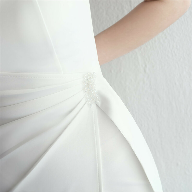 Elegant Pearls Evening Dress Designer Summer Sleeveless Side Split Wedding Guest Party Prom Gowns Robe De Mariée Long Vestido