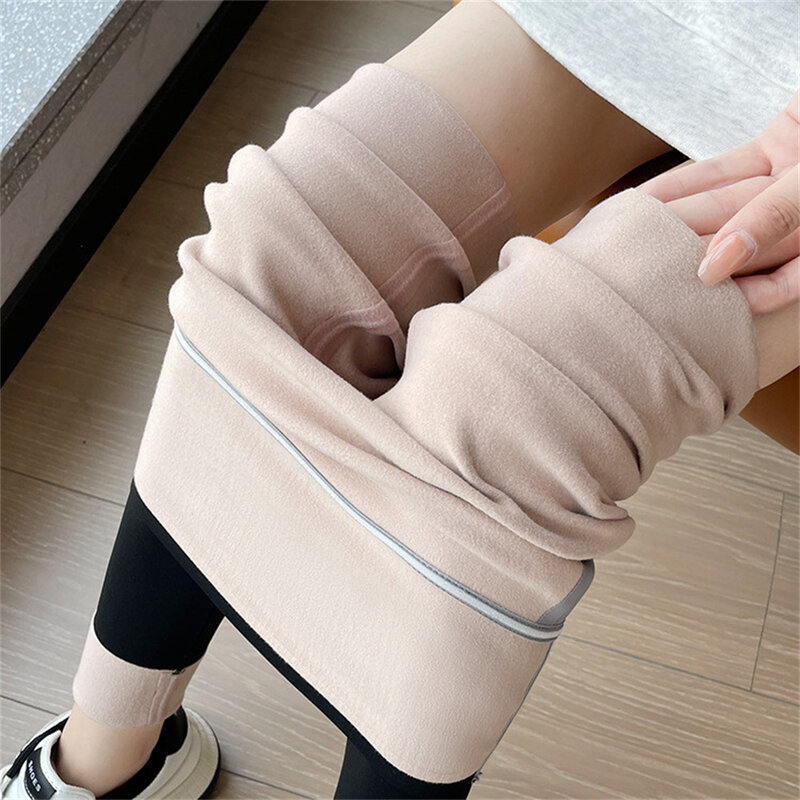 ถุงน่องอบอุ่นสำหรับฤดูหนาวถุงเท้าขนแกะเอวสูงถุงน่องฉนวนกางเกงเลกกิ้งปลอมโปร่งแสงใหม่