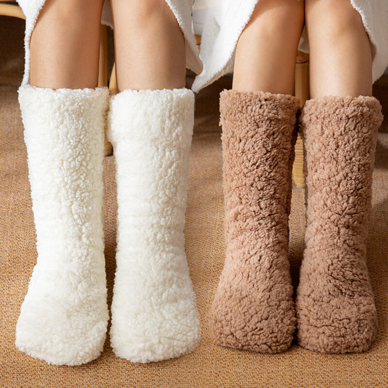 Thick Thermal Socks Men Women Winter Warm Home Soft Thickened Plus Velvet Sleeping Anti Slip Floor Slipper Sock Christmas Gift