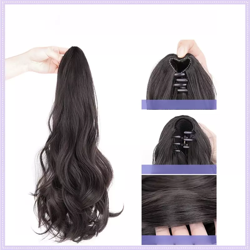 Extensión de cabello de cola de caballo ondulada larga y recta para mujer, cabello sintético coreano, postizo de cola de caballo