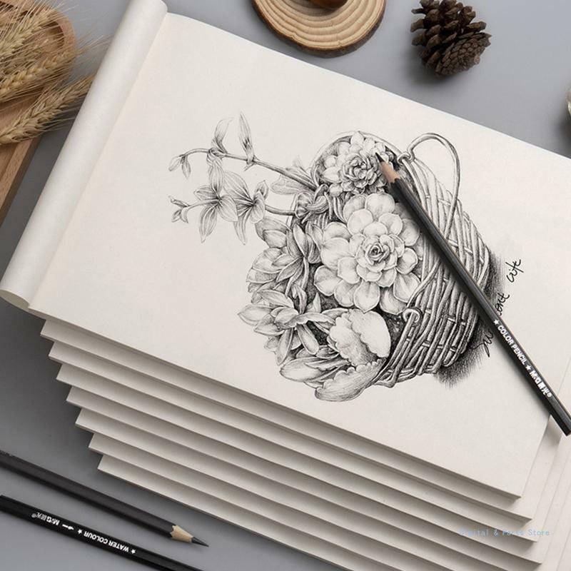M17F Watercolor Drawing Pad Thread-bound Fit for Sketch Pencil Charcoal Pencil Draw