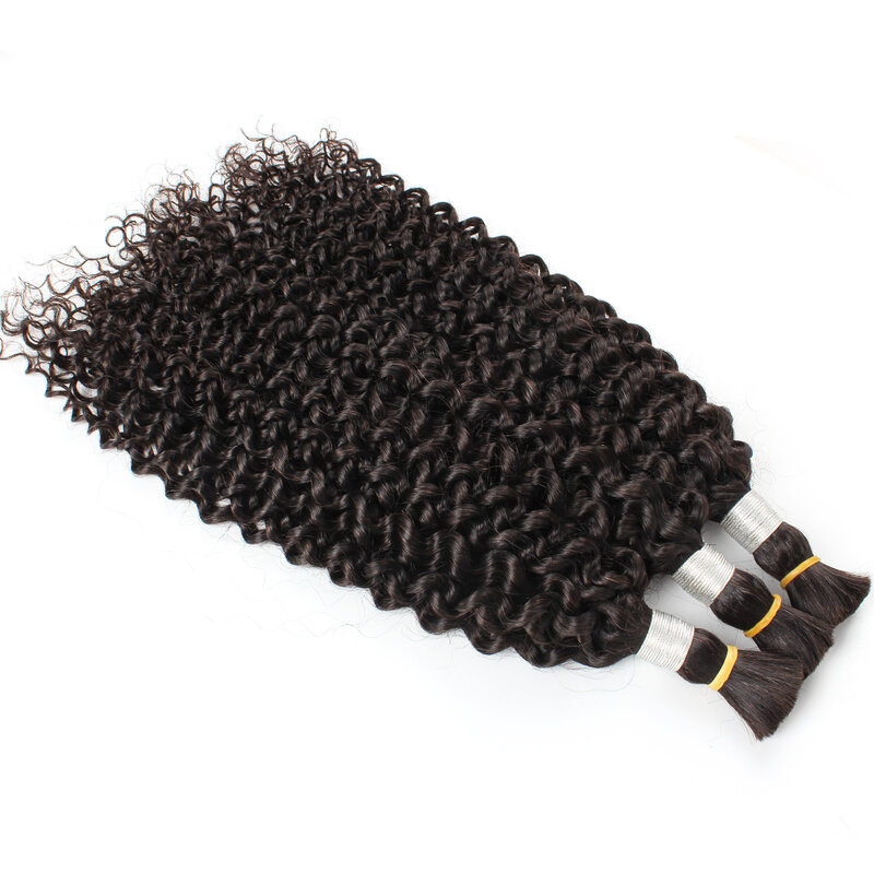 Bulk Hair For Braiding Jerry Curly Remy Indian Human Hair 10 to 24 Inches No Wefts 100g/piece Natural Color Hair Extension