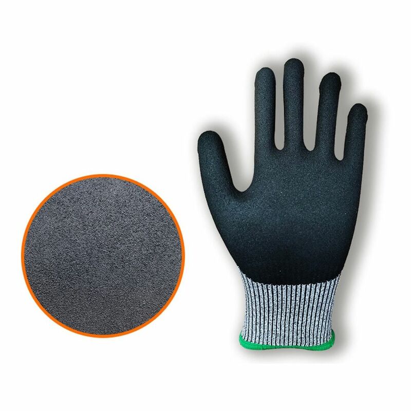 ถุงมือป้องกันการตัดผ้าไนไตรล์13เข็มถุงมือทำงานหนาทนทานต่อการสึกหรอถุงมือนิรภัยสีเทา