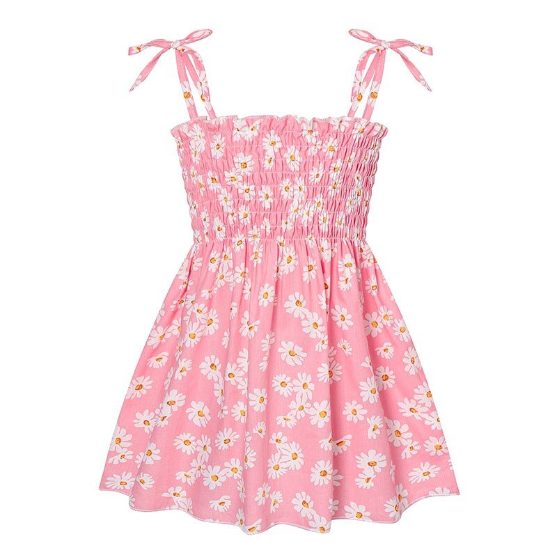 Letnia sukienka dla dziewczynki bawełniana sukienka moda dziecięca sukienka cienka dziewczyna dziecięca kwiatowa piękna spódnica z nadrukiem punktowym z szelkami