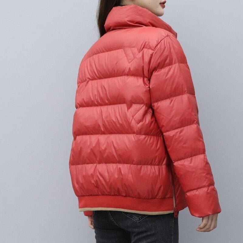 여성용 화이트 덕 다운 재킷, 짧은 헐렁한 외투, 두껍고 따뜻한 외투, 패셔너블한 캐주얼 파카, 겨울 코트, 2023 신상