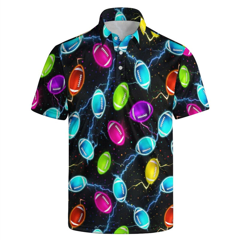Рубашка-поло мужская с забавным 3D рисунком, тенниска с лацканами, крутая майка с короткими рукавами в стиле Харадзюку, рубашка-поло на пуговицах, Топ