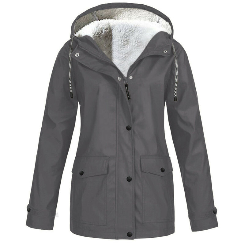 Ladies Autumn And Winter  Jacket Buttons And Zipper Front Buttons For Outdoor Camping Travelling