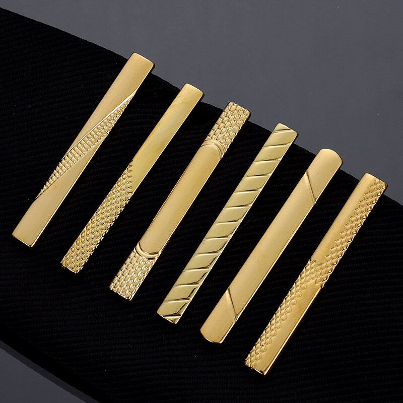 Classic Simple Style Pin Clasp Men Tie Clip Gold Color Male Business Necktie Clip Metal Men Jewelry Gentleman Ties Bar Tie Pins