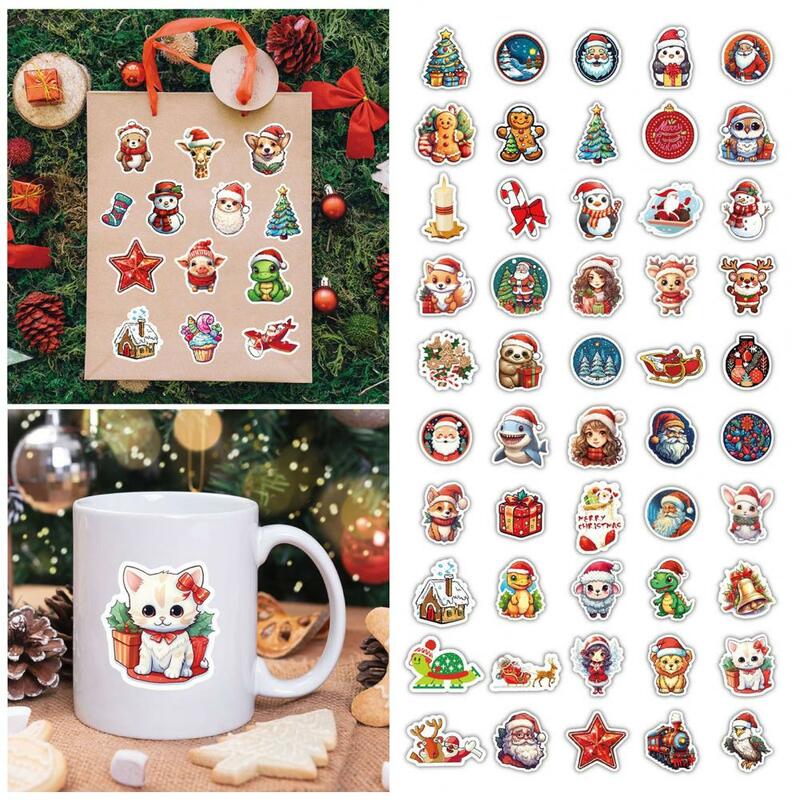 Desenhos animados do Natal temáticos adesivos para telefone, requintado, durável, impermeável, conjunto, 100pcs