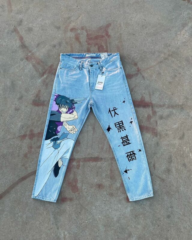 Harajuku Anime Graphic jeans a gamba larga Streetwear Y2K Jeans per uomo pantaloni larghi pantaloni donna nuovi Jeans a vita alta in stile giapponese