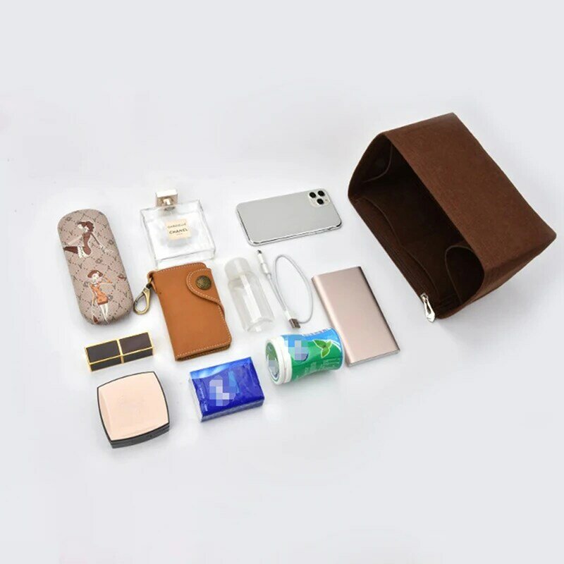 Bolsa de inserción de tela de fieltro, organizador de bolso de maquillaje, monedero interior de viaje, bolsas de cosméticos portátiles, 25, 30, 35