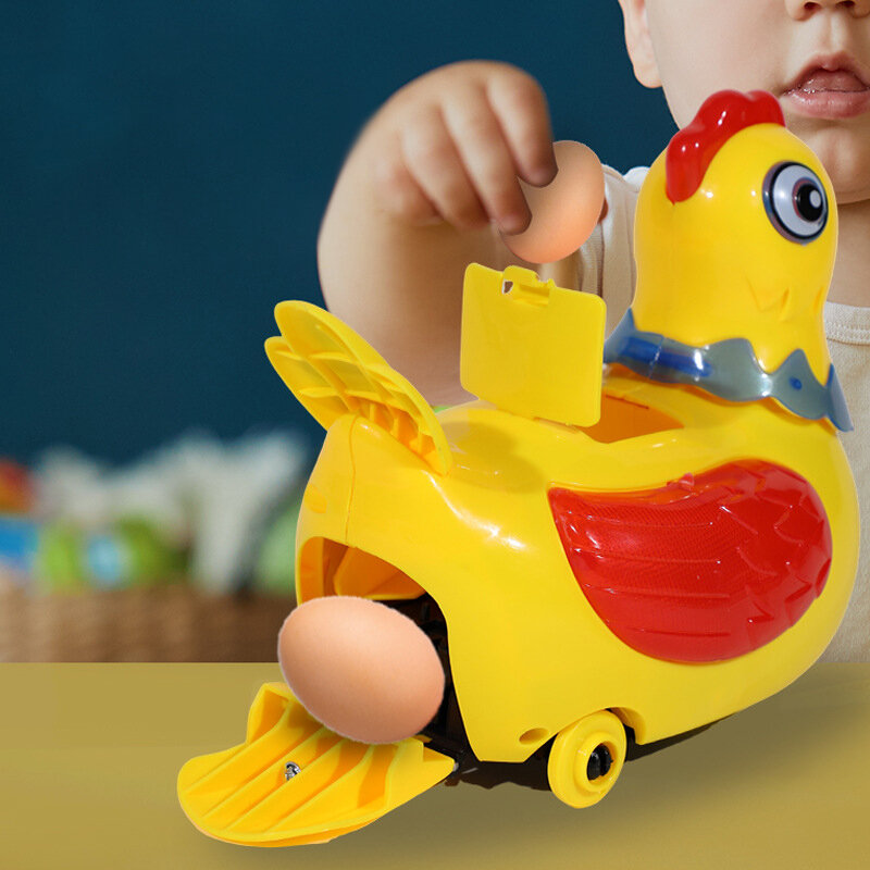 Kids Cartoon Electric Hen Laying Eggs Walking Toy Music Interactive Educational Toys For Boys Girls Birthday Christmas Gift