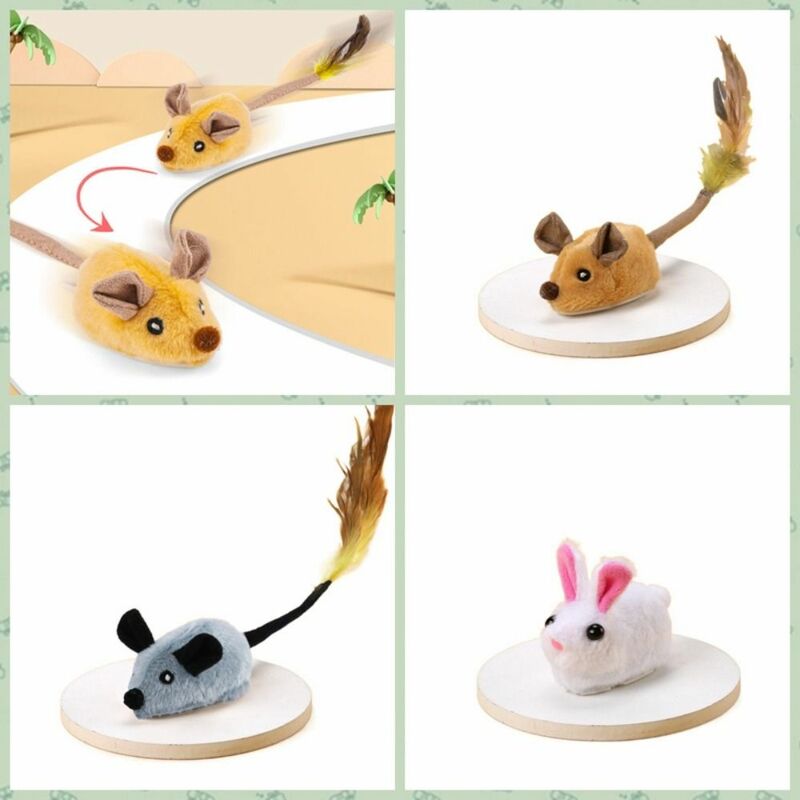 Random Walking Electric Mice Cat Toy with Feather Interactive Smart Running Mouse Toy Simulation Mice Plush Self-Playing