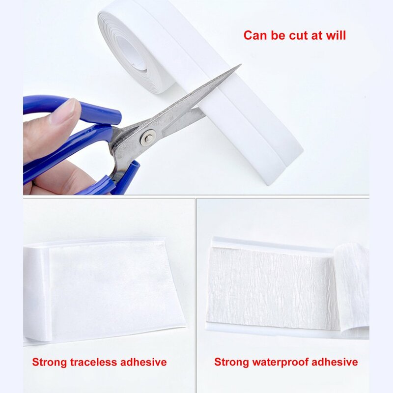 Rollo de cinta adhesiva impermeable para sellado de pared de cocina y baño, Material de PVC, a prueba de moho, 38mm X 3,2 m, 1 unidad