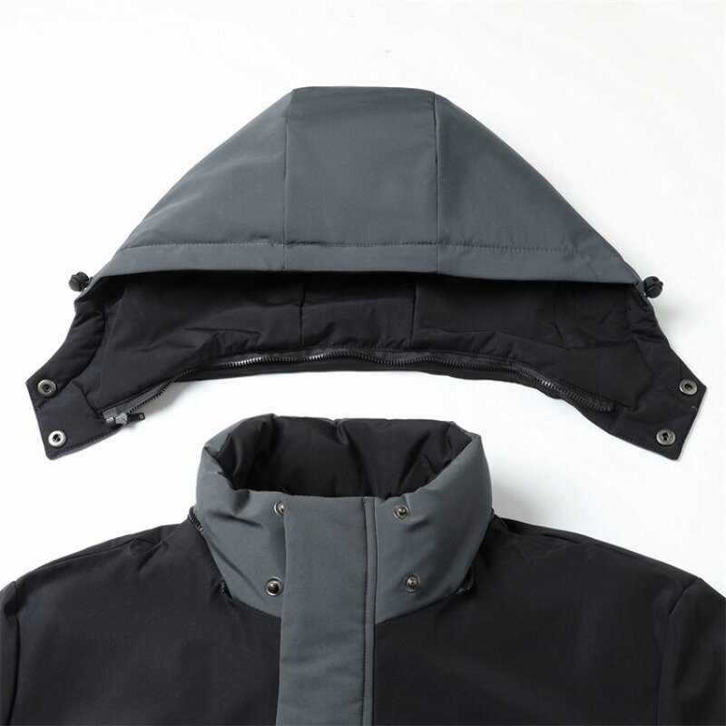 2023 Winter New Men's Padded Thickened Fashion Hooded Cotton Jacket Outdoor Windproof Warm Men's Cotton Jacket Jacket