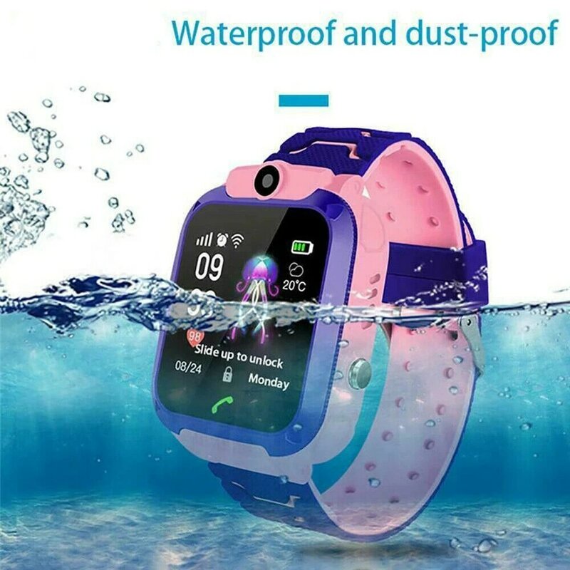 Jam tangan pintar anak jam tangan pintar tahan air panggilan telepon lokasi SOS 2G Aktivitas Anak Monitor GPS anak laki-laki perempuan olahraga pelacak Digital Q12