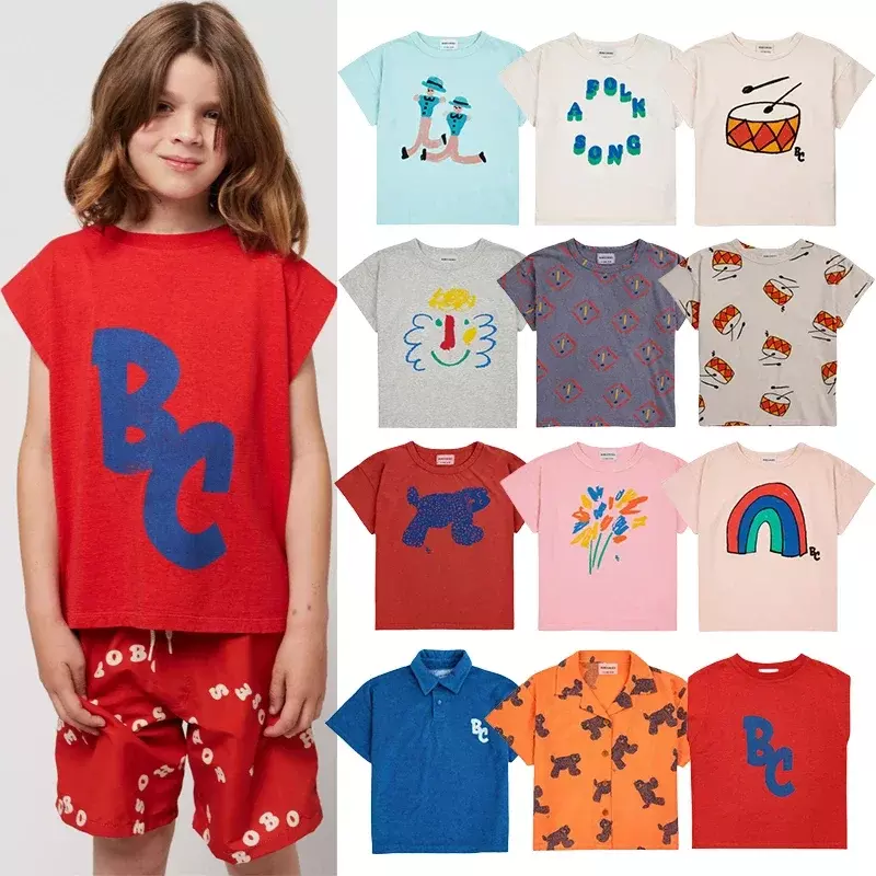 Bobo-camisetas de manga corta para niños y niñas, ropa con estampado de dibujos animados, a la moda, 2024