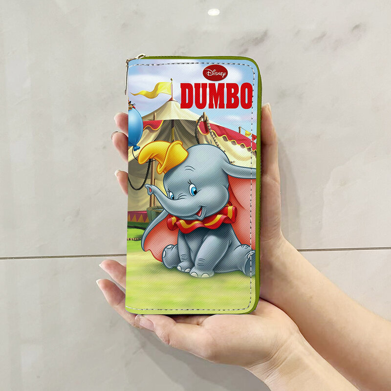 Disney Dumbo Elefante W5599 Pastas Anime, Cartoon Zipper Coin Bag, Casual Bolsas, Bolsa De Armazenamento De Cartão, Presente