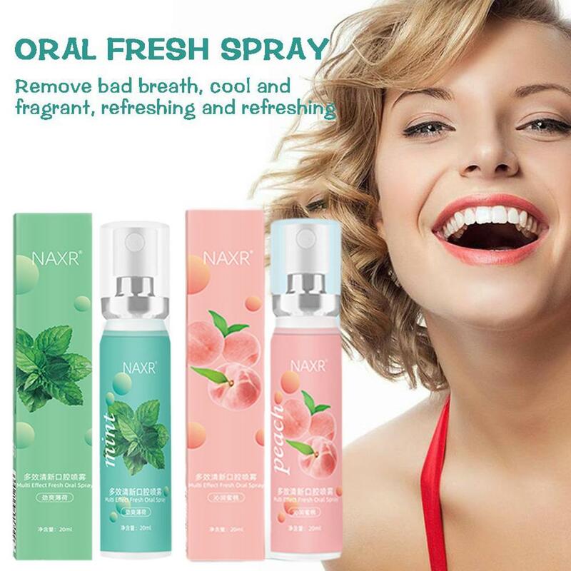 Fruity Breath Peach Mint Breath Freshener Spray, Tratamento Livre de Halitose, Refrescante Boca Odor, Carro V7X3