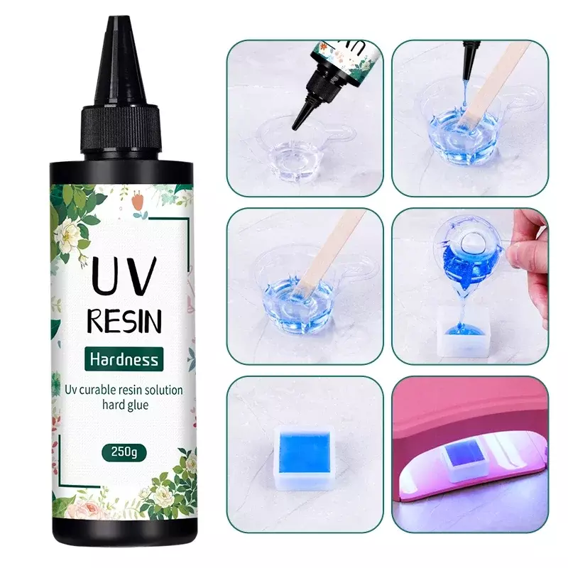 UV Resin Glue 20g/50g/100g/250g/1000g Epoxy Resin and UV Lamp High Transparency Fast Drying and High Hardness for DIY Jewelry