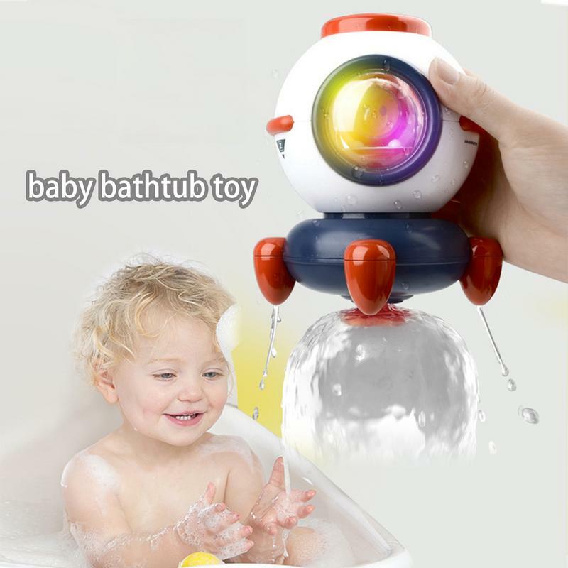 Brinquedos rotativos de banho de espaçonave com luz para crianças, brinquedos aquáticos, banheira interessante, seguro para sala de natação, fofo e seguro