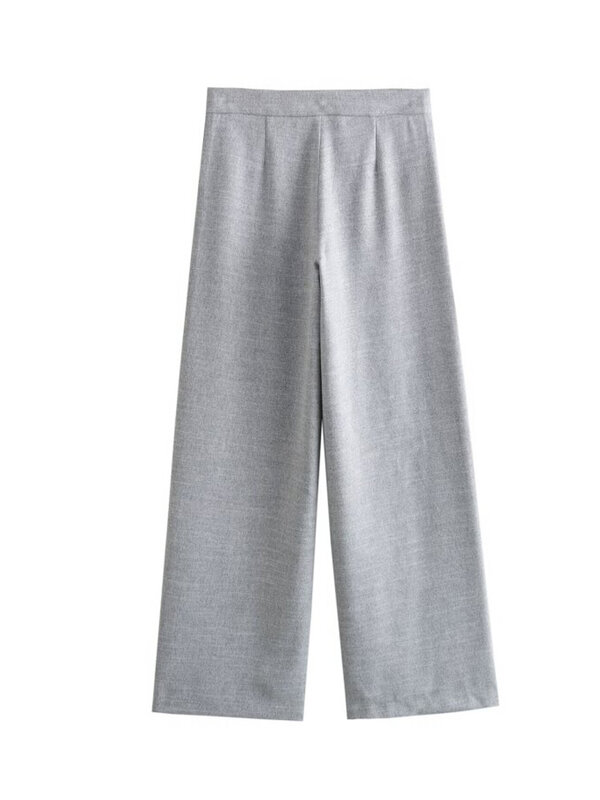 Pantalones rectos de cintura alta para mujer, pantalón informal de color liso con cremallera, ropa de calle elegante para verano, 2024