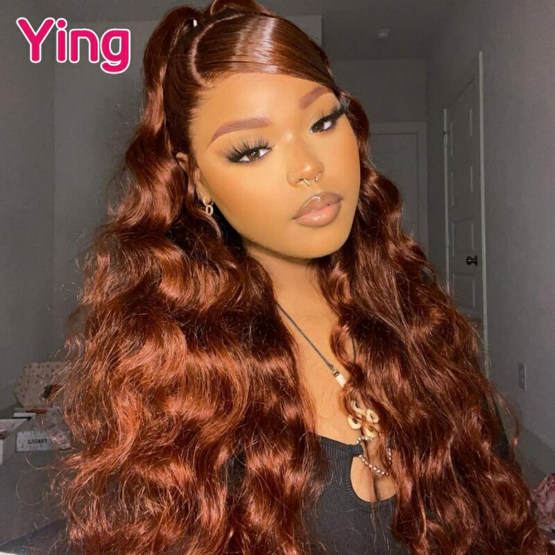 Ying Brazilian 34 Inches 12A 200% Chestnut Brown Colored Body Wave 13x4 Glueless Wigs Human Hair 13x6 Lace Front Wig PrePlucked
