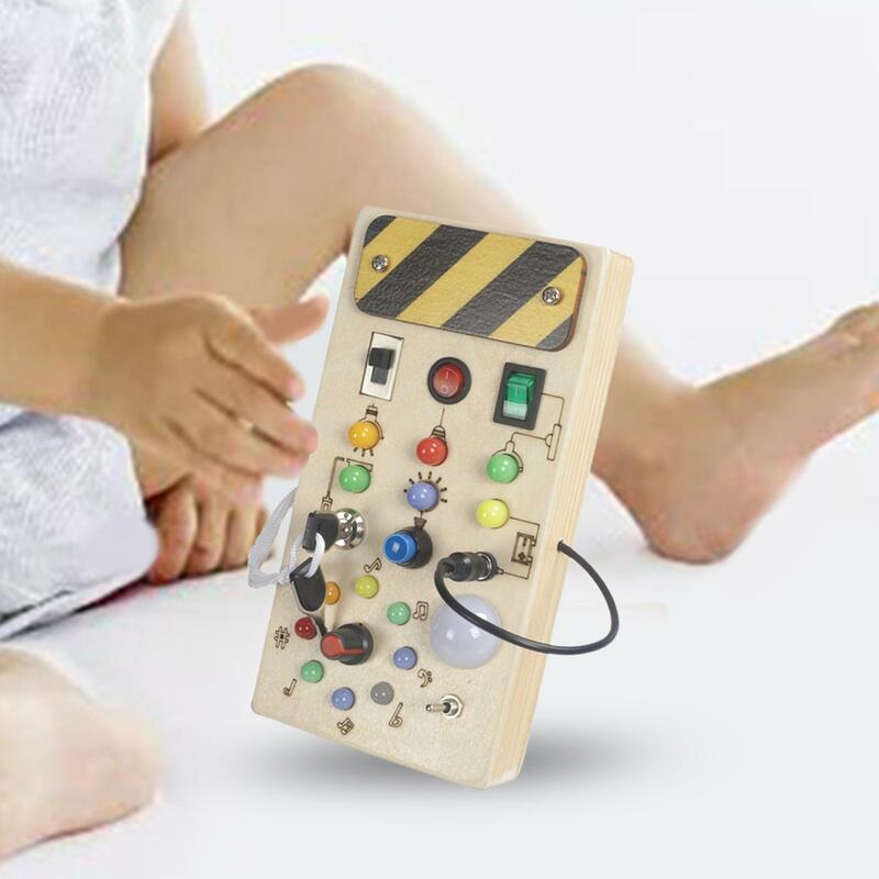 Tablero sensorial Montessori para niños de 3 años, juego de cognición, interruptor de luces, habilidad motora fina, actividad