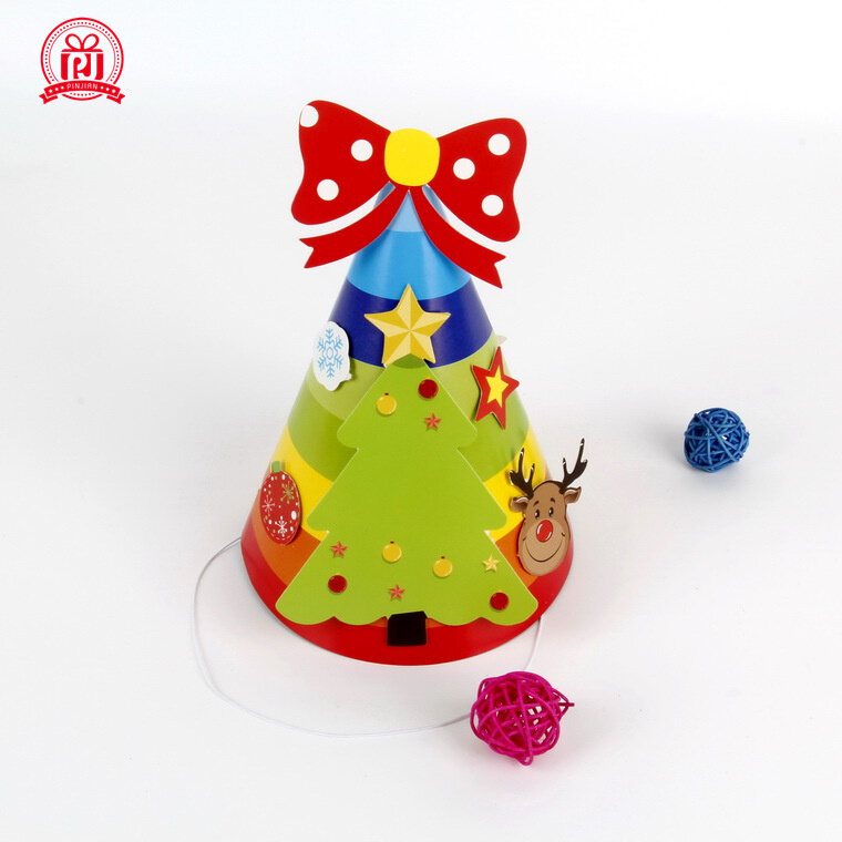 20 pçs chapéu de natal do jardim de infância das crianças papel decorativo chapéu diy festa de natal suprimentos de papel de natal chapéu de festa de brinquedo chapéu