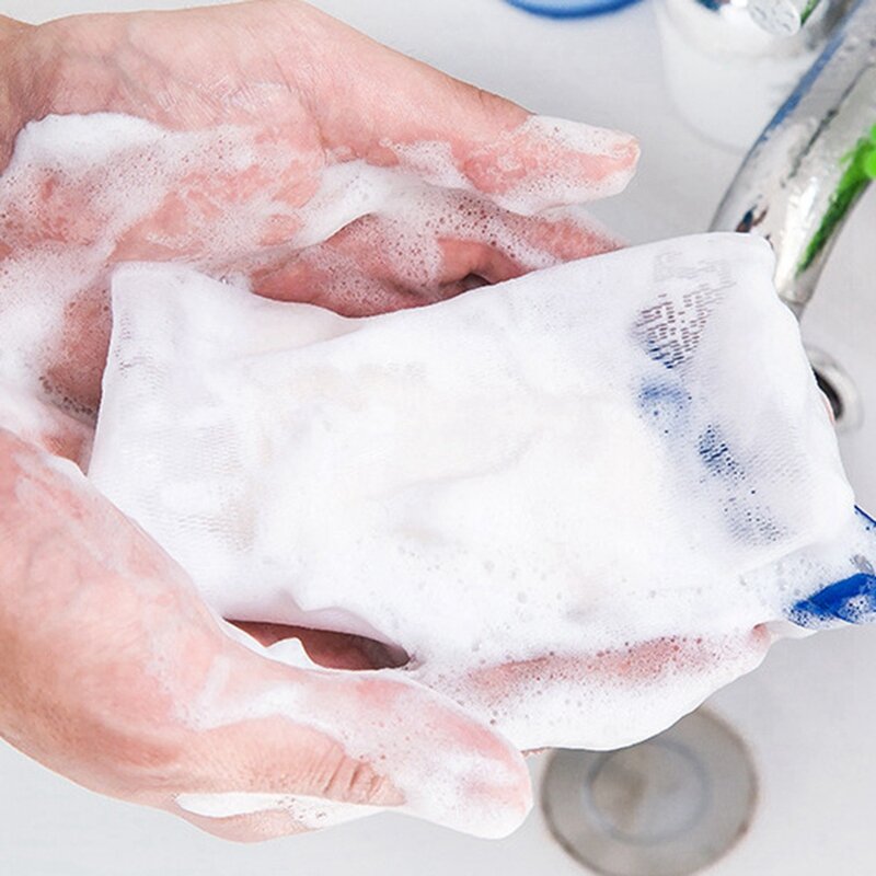 Tas penyimpan sabun buatan tangan dapat digantung portabel tas penyimpanan jaringan Busa Pembersih jaring berbusa perjalanan mandi