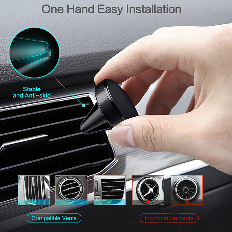 Air Vent Magnetic Car Phone Holder Magnet Smartphone Stand Cell GPS Support For iPhone 14 13 12 XR Xiaomi Mi Huawei Samsung