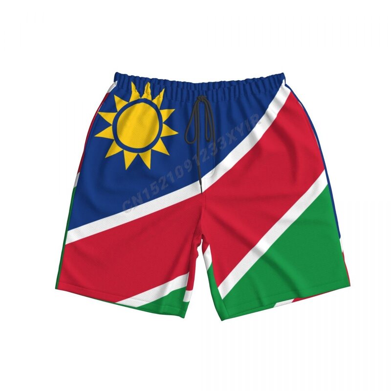 Verão namíbia bandeira praia calças shorts surf M-2XL poliéster banho correndo