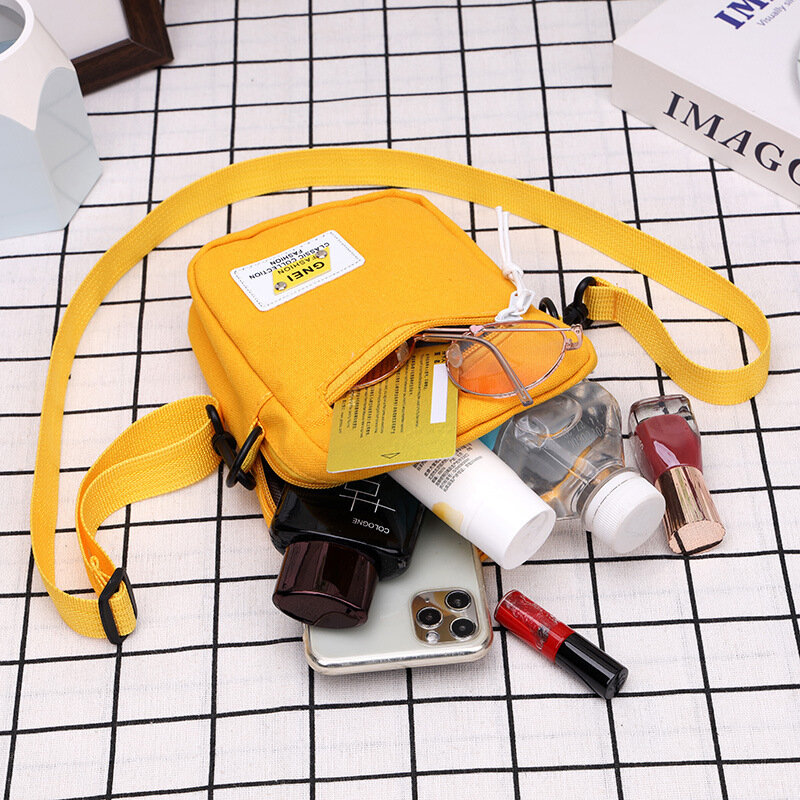 Женская Холщовая Сумка через плечо Winnie 2023, трендовая маленькая сумка на плечо, Корейская Студенческая сумка для телефона, простая сумка-шоппер, кошелек на молнии