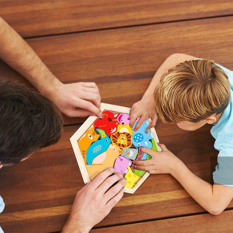 Bloques de construcción de madera Montessori para niños pequeños, rompecabezas de aprendizaje con formas de colores, borde liso y sin rebabas