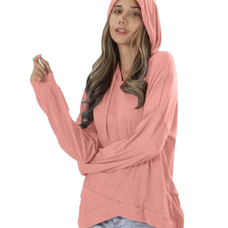 Eleganckie, solidne damskie obszerna bluza z kapturem luźne, luźne sweter z kieszenią z długimi rękawami 2023 jesienno-zimowe, damskie topy moda uliczna