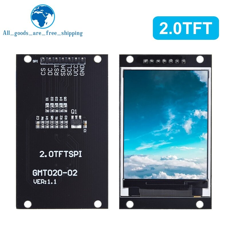 TZT OLED LCD Display Drive Module, Dot-Matrix SPI Interface para Arduio, Full Color, TFT, 2.0 Polegada, IC, ST7789V, 240RGBx320