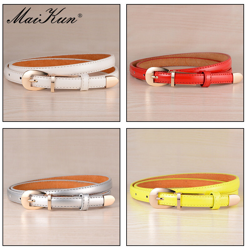 Maikun-Cinturón fino versátil para mujer, correa de aleación con hebilla, Color caramelo, Simple, a la moda