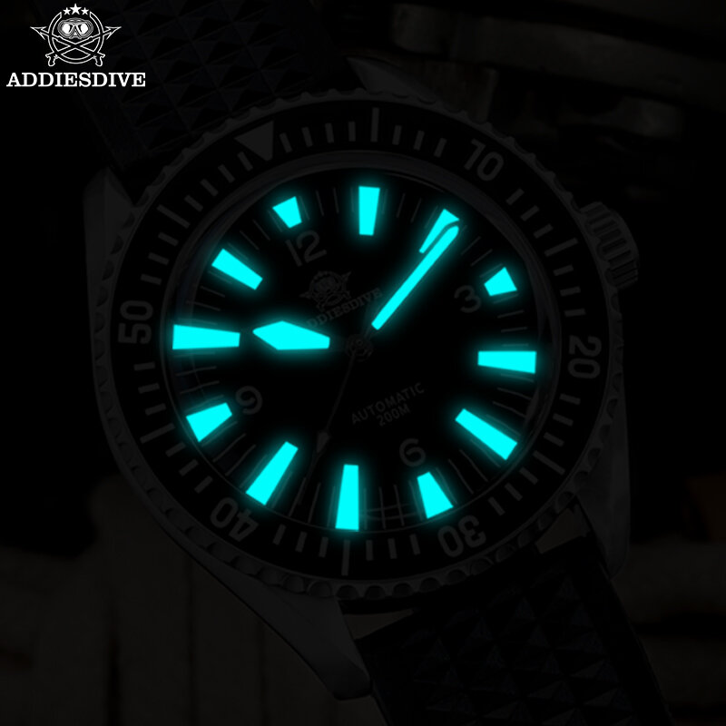 ADDIESDIVE-Relógio Mecânico Automático Masculino, Safira Cristal, Impermeável, Luminoso, Luxo, Aço 316L, 200m