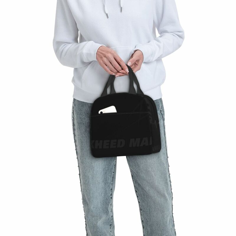 黒のミディロックヘルトランチバッグ,断熱弁当パック,アルミホイル製,ミールバッグ,アイスハンドバッグ
