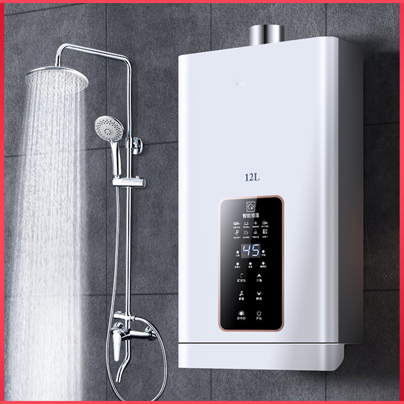 Calentador de agua a Gas para el hogar, 12 litros, temperatura constante, gas natural, gas licuado, escape fuerte, agua fría cero equilibrada