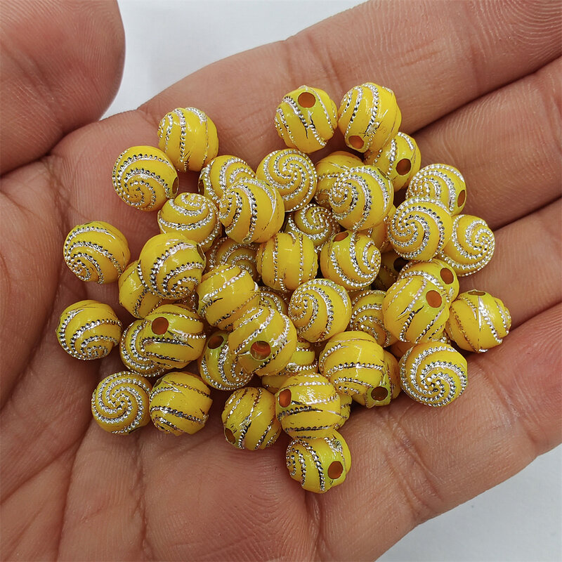 Perles Rondes Multicolores en Spirale de 8mm, 50 Pièces, pour Bijoux de Direction, Pendentif, Collier, Porte-Clés, Matériel de Mode, Vente en Gros