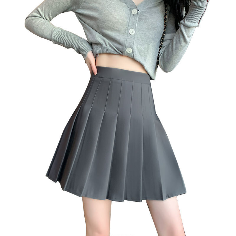 Трапеция с внутренней подкладкой для предотвращения сверкающей мини-юбки, Женская Студенческая короткая юбка JK в академическом стиле, рабочее платье, плиссированная юбка