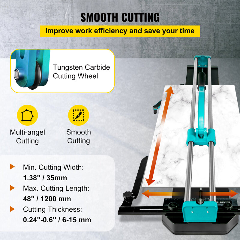 VEVOR 1200MM Tile Cutter High Precision Manual Ceramic Floor Tiles Tile Cutter 48 Inch Cutting Machine for Precision Cutting